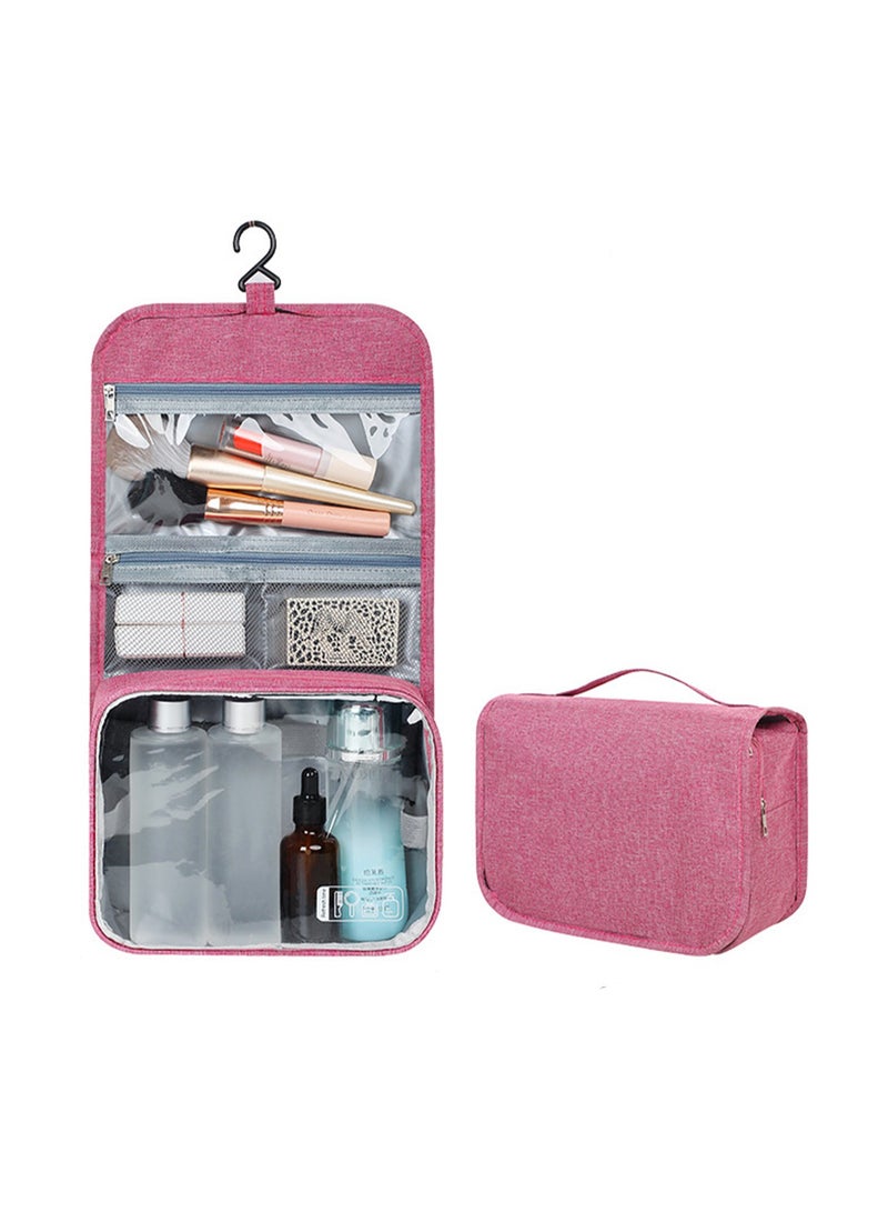 Hangable Toiletry Bag, Men'S And Women'S Business Dry And Wet Separation Bag, Travel Toiletry Storage Bag, Washing And Care Set Storage -Pvc Window Hook Toiletry Bag (Rose red) - Image 1